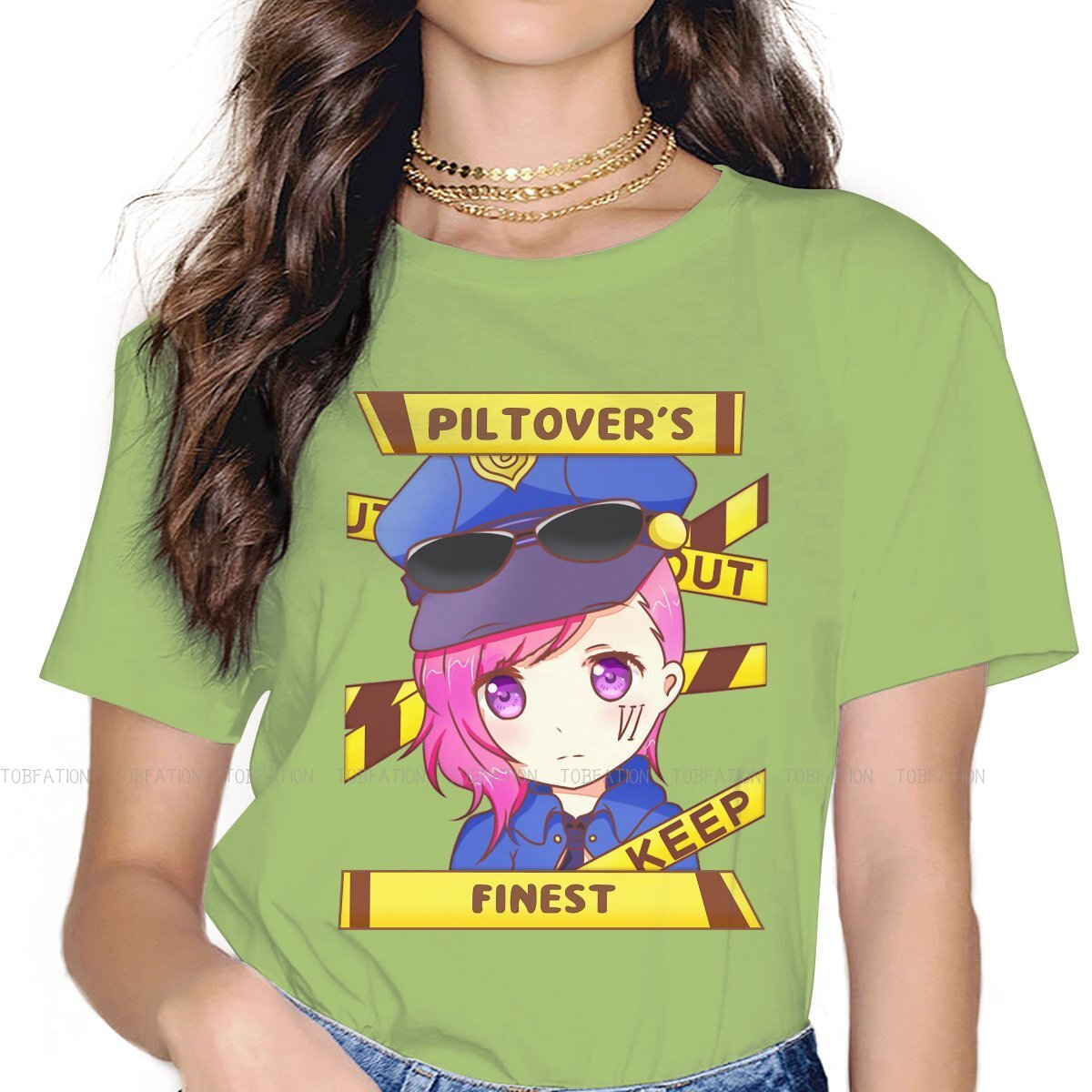 Arcane Chibi Vi The Piltover Enforcer Distinctive T Shirt - League of Legends Fan Store