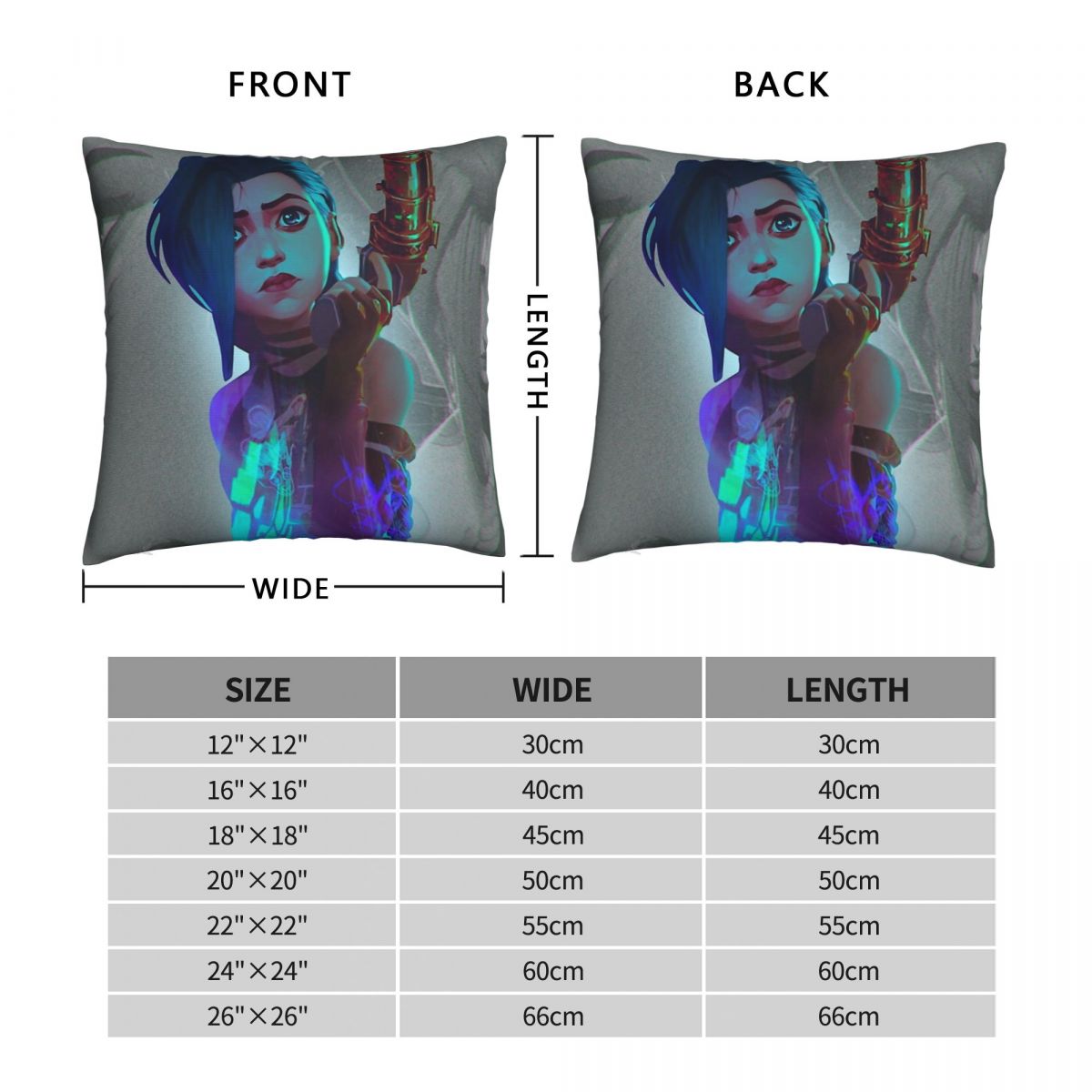 Jinx Gun Throw Pillow Case Arcane - League of Legends Fan Store