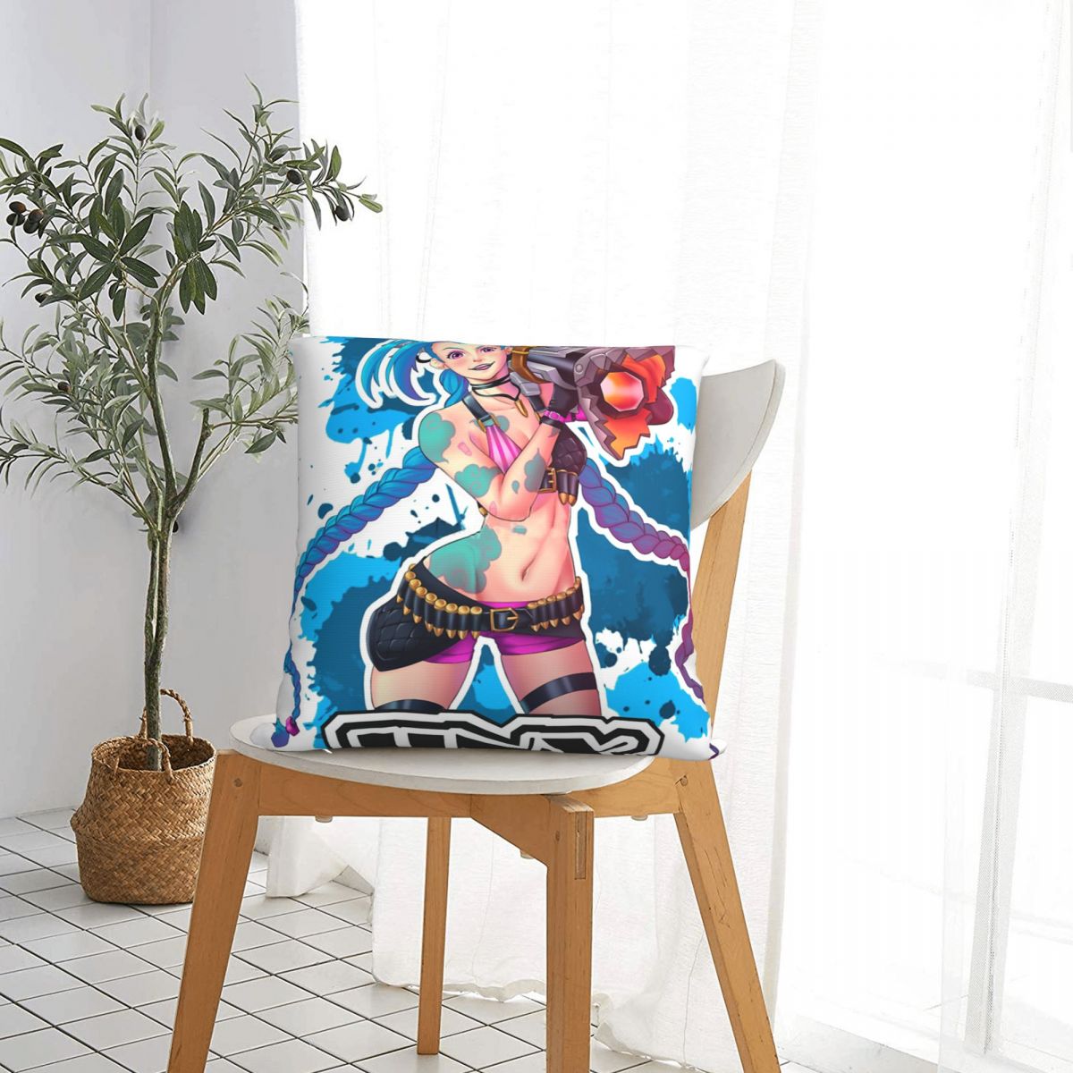 Jinx Throw Pillow Case Arcane 5 - League of Legends Fan Store