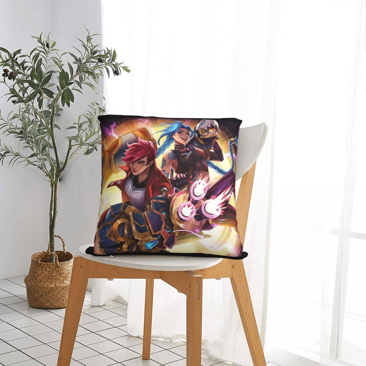 VI Jinx Throw Pillow Case Arcane - League of Legends Fan Store