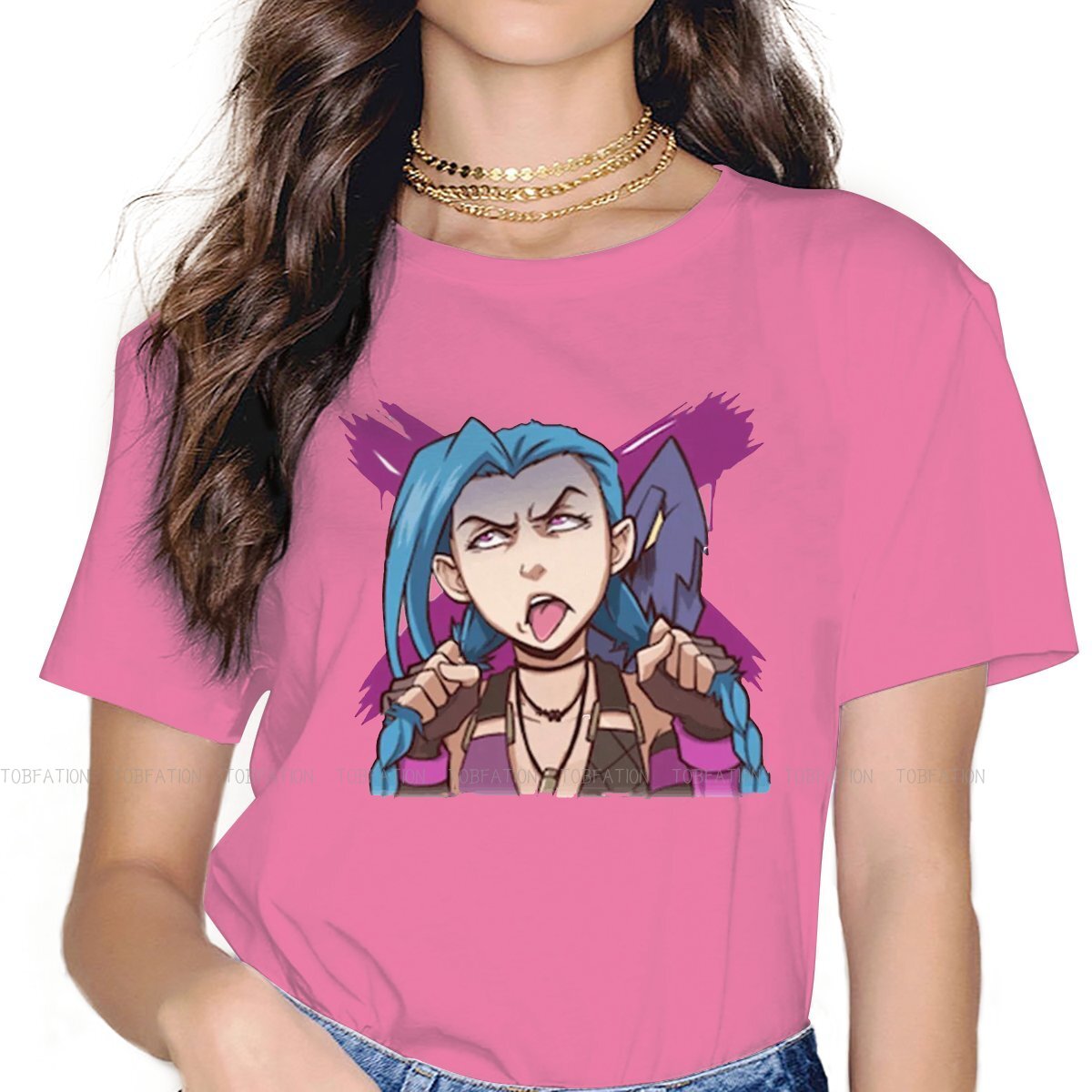 Tongue Out Jinx Hipster TShirts - League of Legends Fan Store