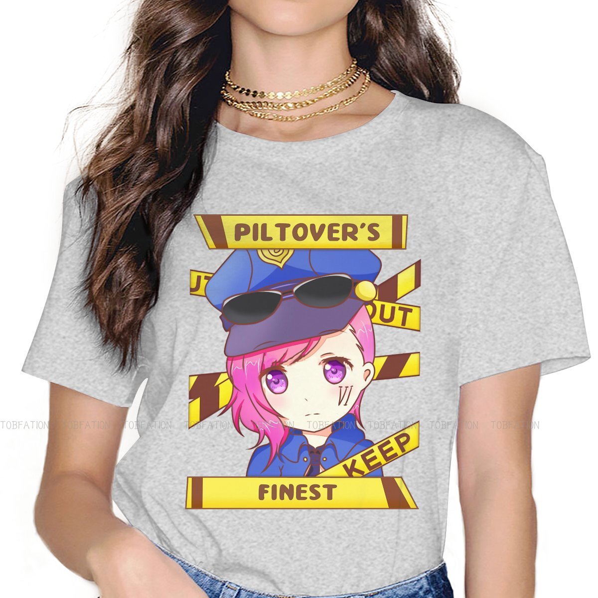 Arcane Chibi Vi The Piltover Enforcer Distinctive T Shirt - League of Legends Fan Store