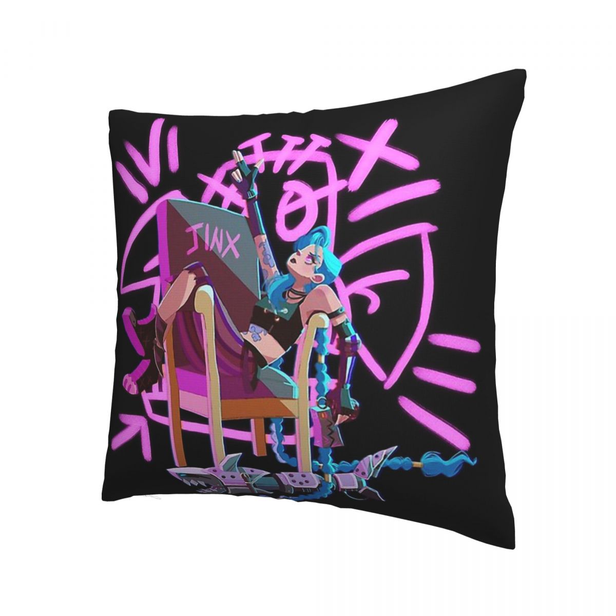 Jinx Throw Pillow Case Arcane 11 - League of Legends Fan Store