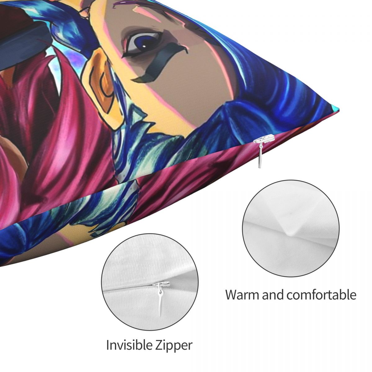 Jinx VI Throw Pillow Case Arcane - League of Legends Fan Store