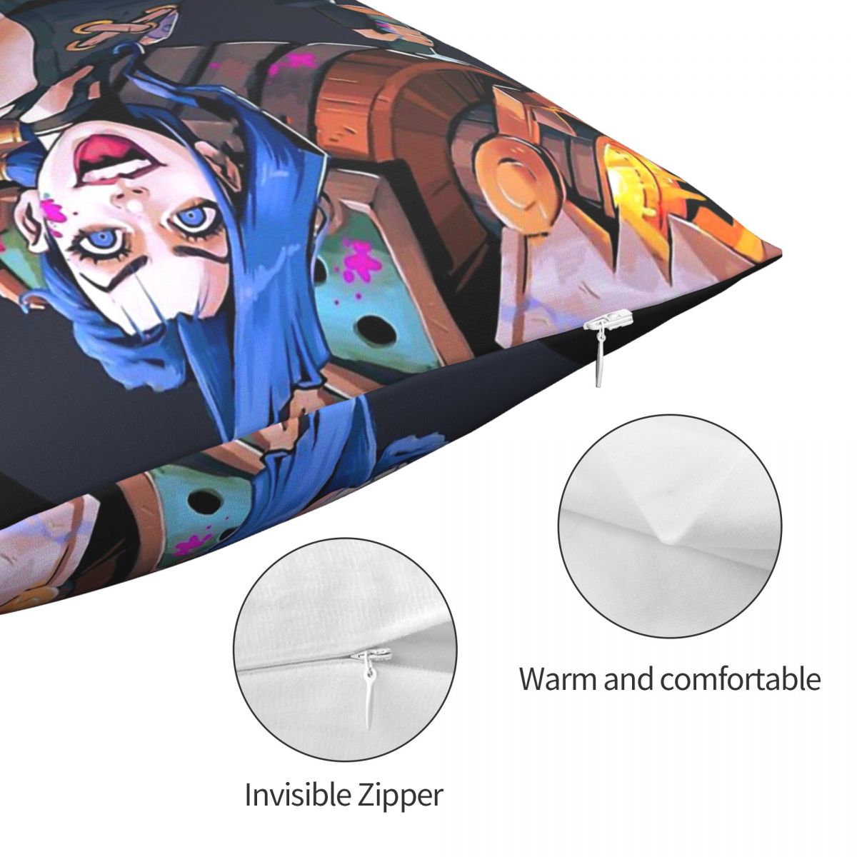 Jinx Polyester Cushion Cover Arcane 2 - League of Legends Fan Store