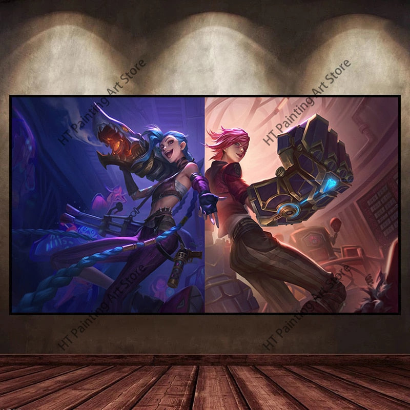 Arcane Series Jinx - Vi Poster - Canvas Painting - League of Legends Fan Store