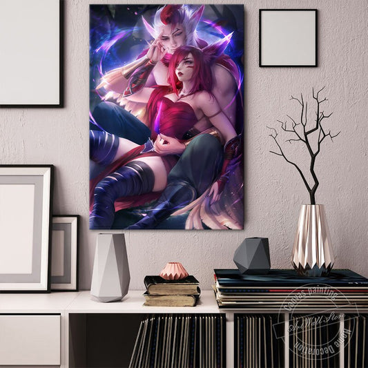 Xayah Rakan Poster - Canvas Painting - League of Legends Fan Store