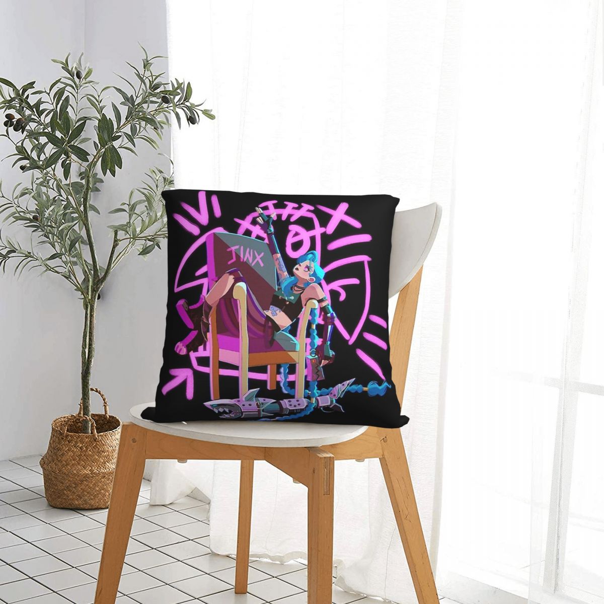 Jinx Throw Pillow Case Arcane 11 - League of Legends Fan Store