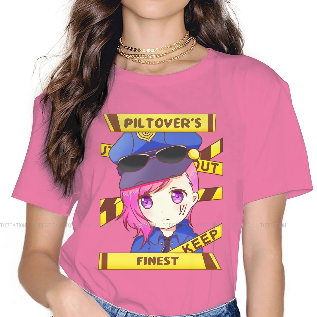 Arcane Chibi Vi The Piltover Enforcer Distinctive T Shirt - League of Legends Fan Store