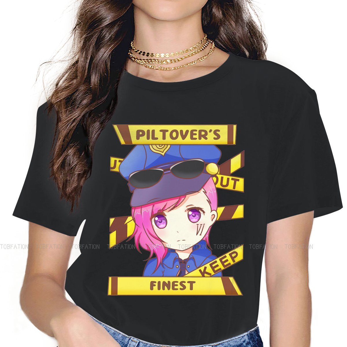 Arcane Chibi Vi The Piltover Enforcer Distinctive T Shirt - League of Legends Fan Store