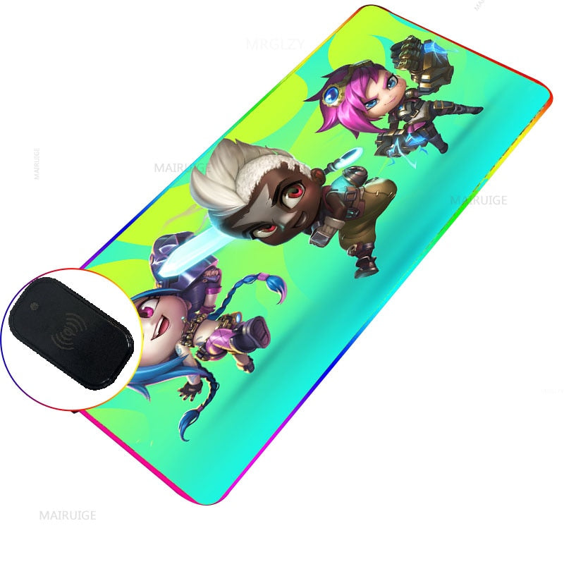 RGB Wireless Charging LED LOL Mouse Pad Ekko Game Accessories Charger Mat XXL Gaming MousePad Typec League of Legends Carpet Rug - League of Legends Fan Store