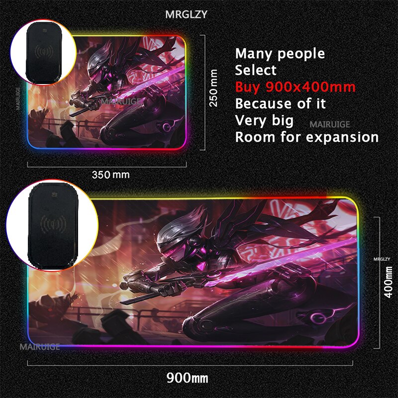 Arcane VI RGB Wireless Charging Typec LED LOL Mouse Pad JINX Game Accessories XXL Large MousePad League of Legends Carpets Rugs - League of Legends Fan Store