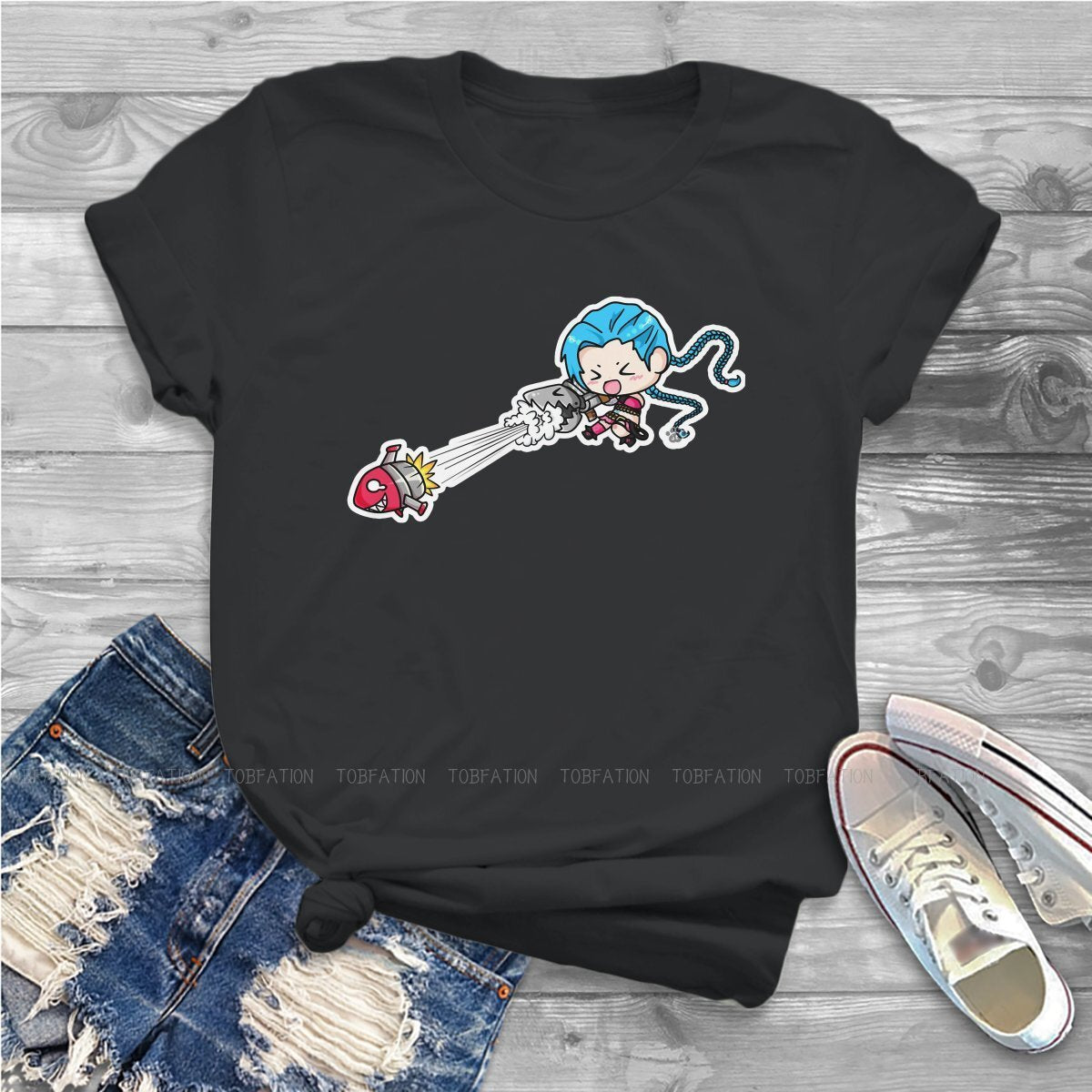 Arcane Cute Sticker Jinx Humor T Shirt - League of Legends Fan Store