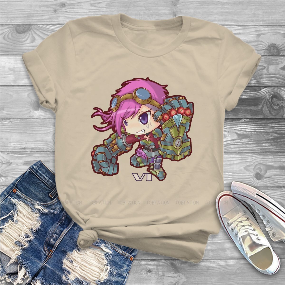 Kawaii VI The Piltover Enforcer T-Shirt - League of Legends Fan Store