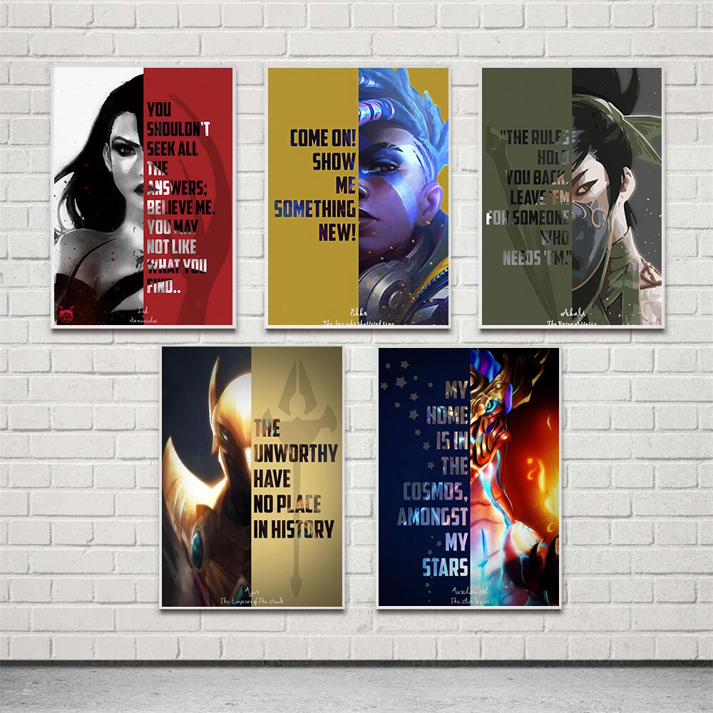 Champions Quotations Series 1 Poster - Canvas Painting - League of Legends Fan Store