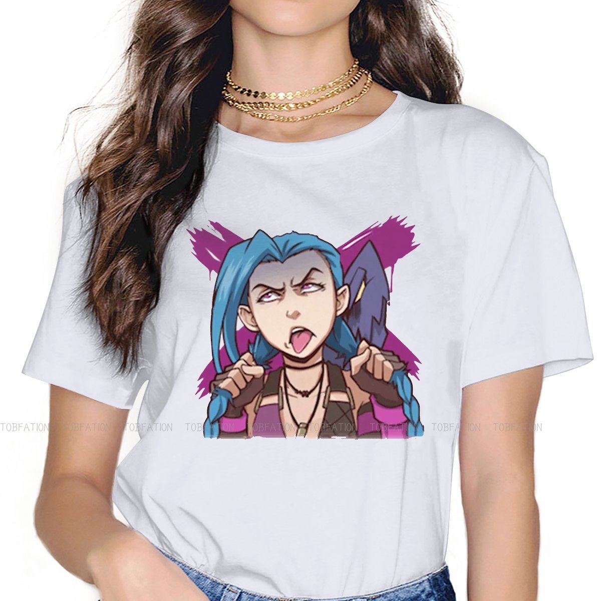 Tongue Out Jinx Hipster TShirts - League of Legends Fan Store