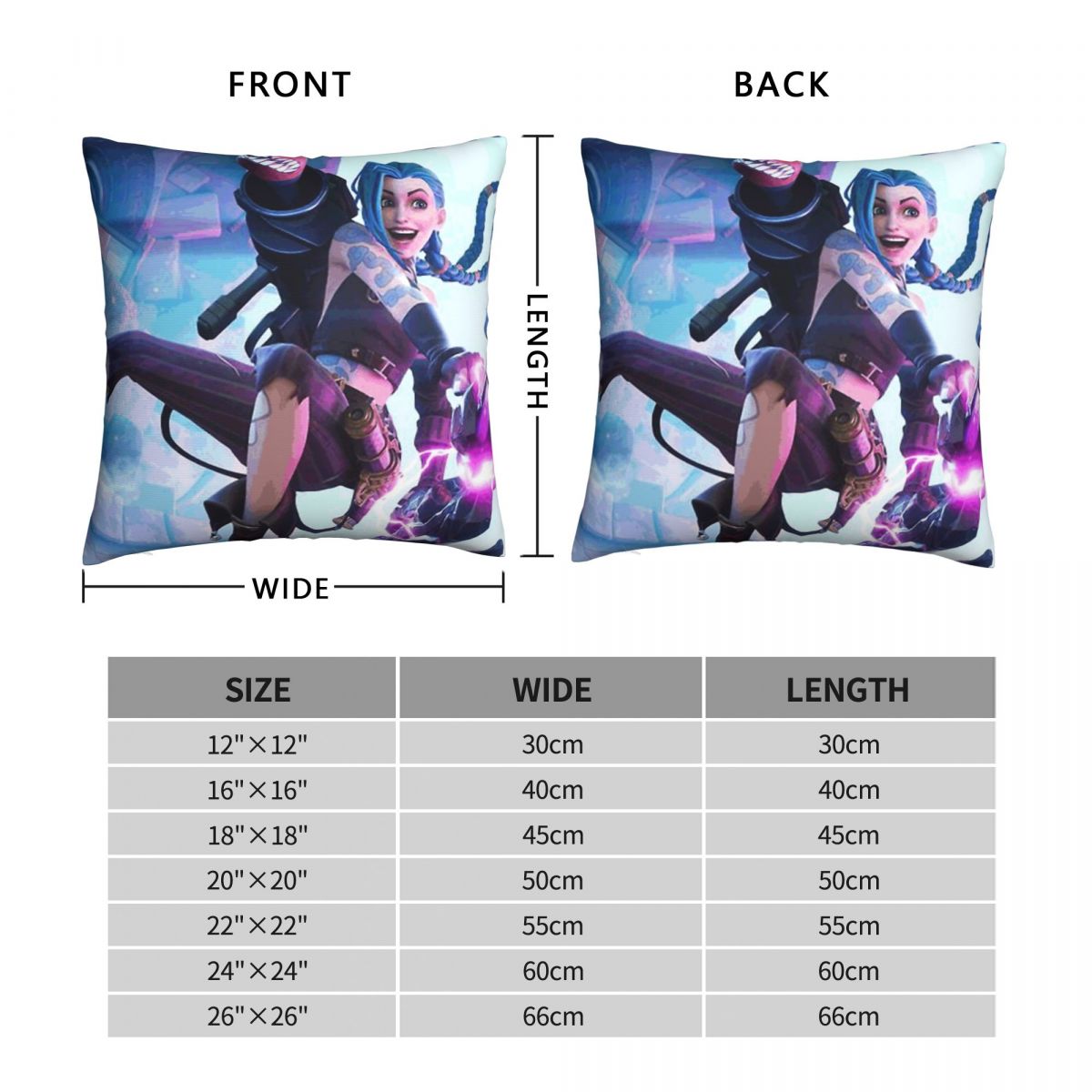 Jinx Fight Throw Pillow Case Arcane - League of Legends Fan Store