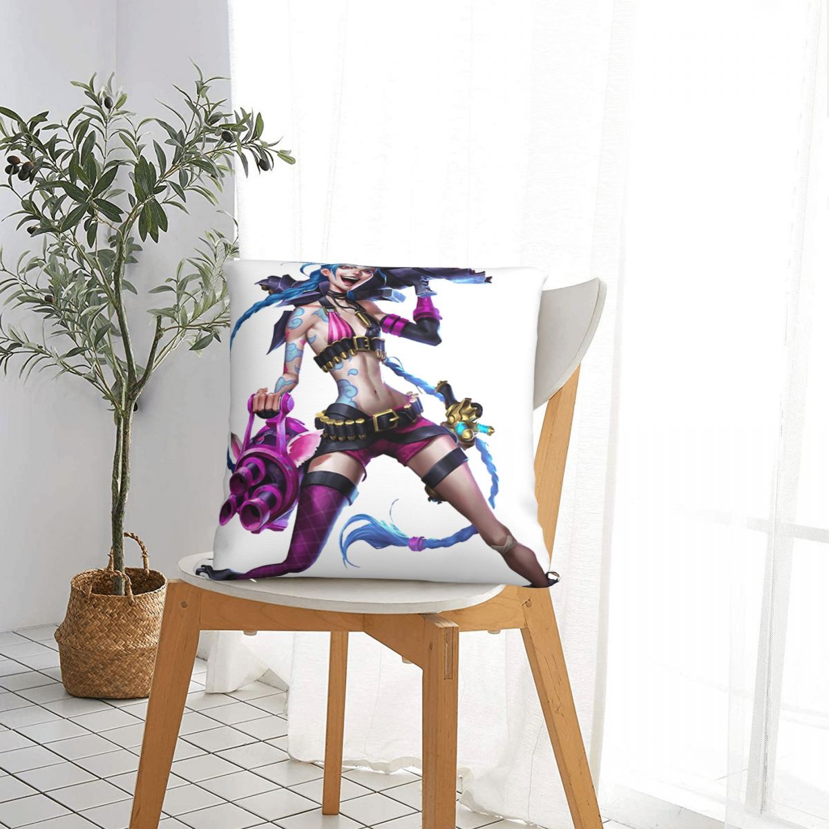 Jinx Fight Throw Pillow Case Arcane 2 - League of Legends Fan Store