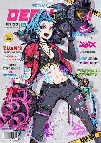 Arcane Series Jinx / Vi Fashion Magazine Poster - Canvas Painting - League of Legends Fan Store