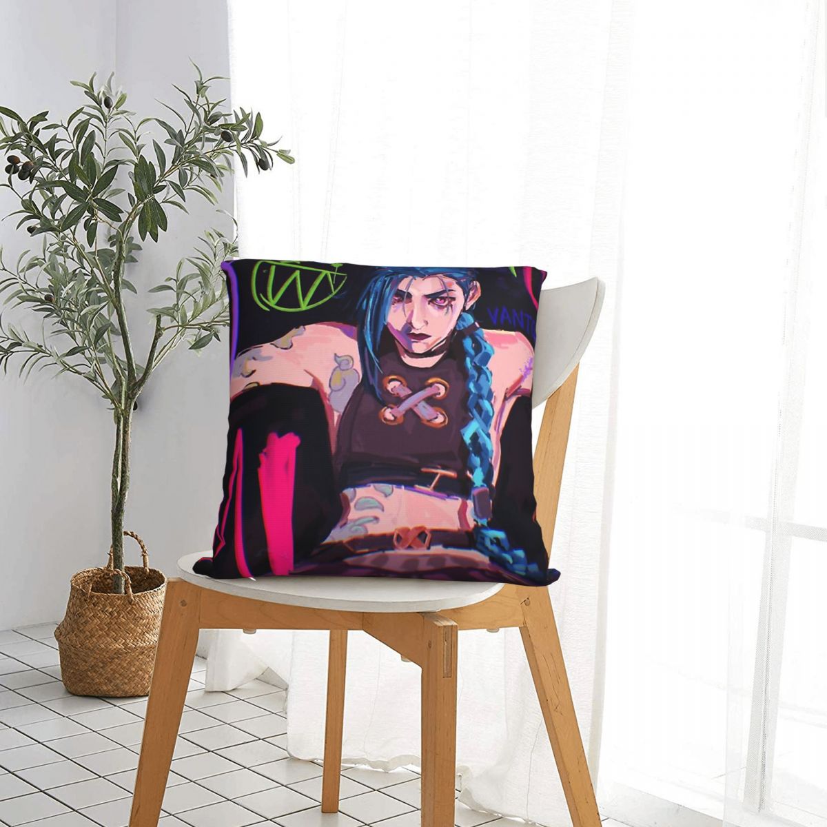 Jinx Logo Polyester Cushion Cover - League of Legends Fan Store