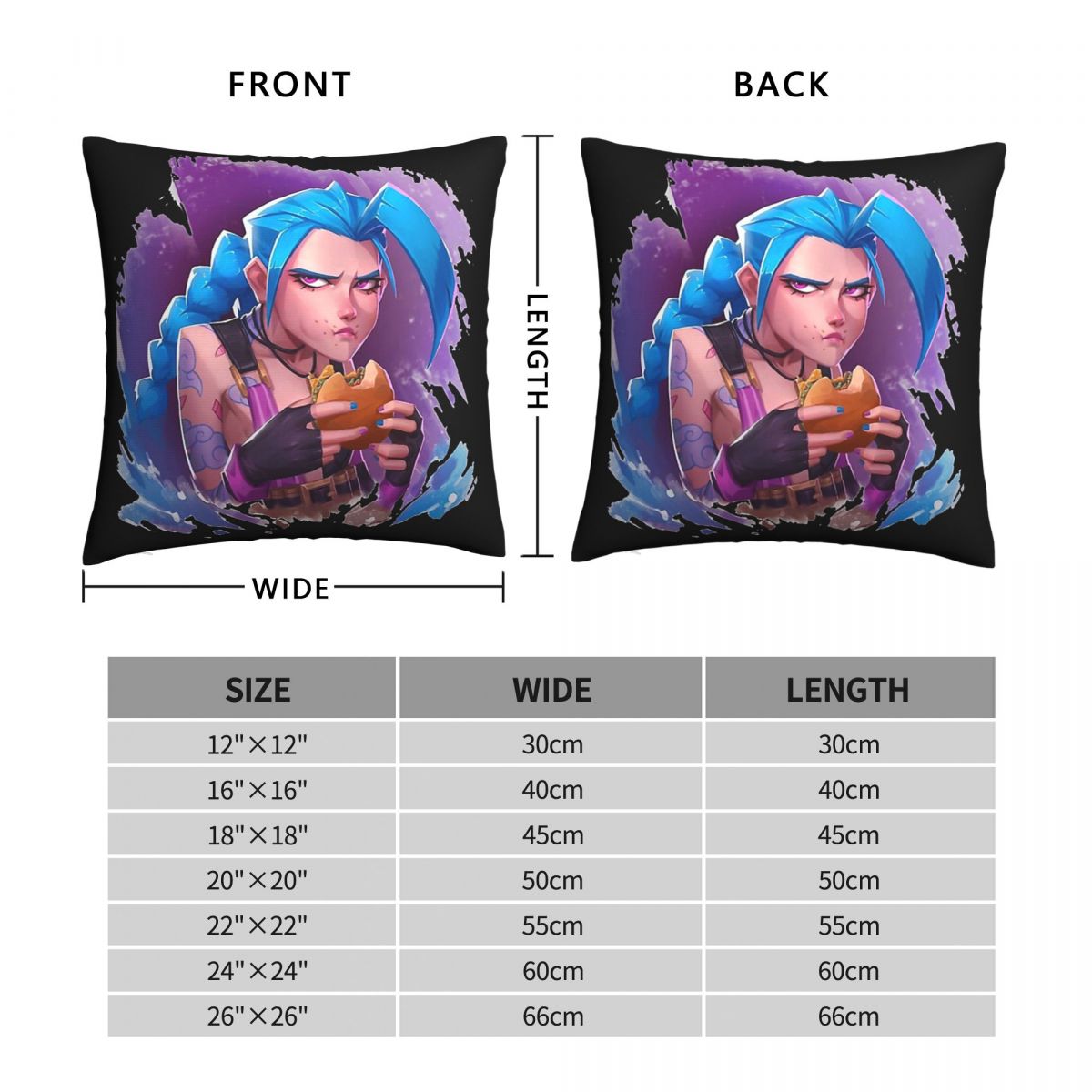 Jinx Eating Hamburgers Throw Pillow Case - League of Legends Fan Store