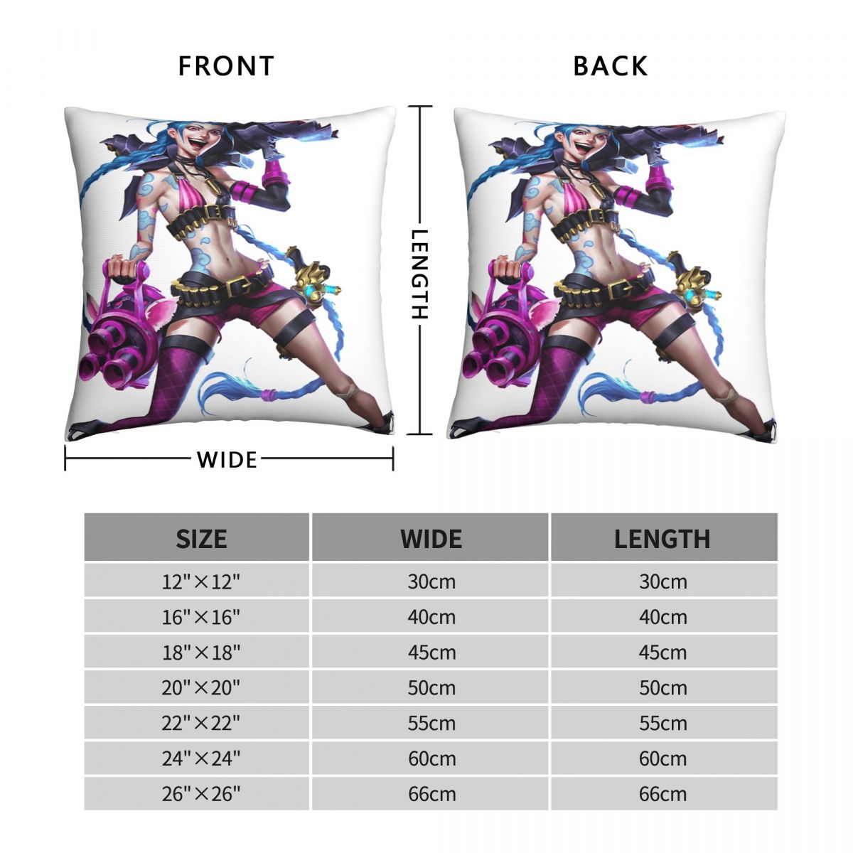 Jinx Fight Throw Pillow Case Arcane 2 - League of Legends Fan Store