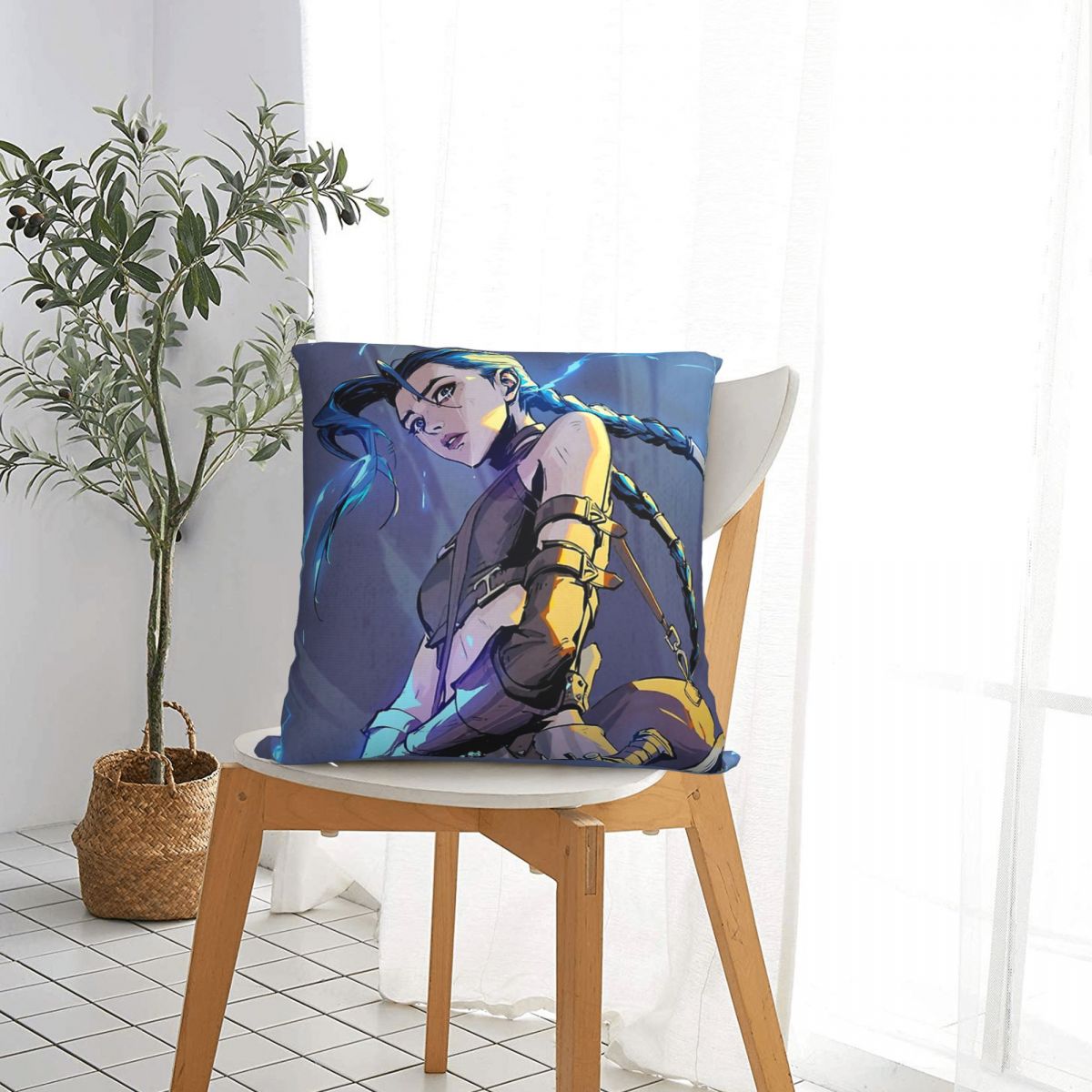 Jinx Cool Throw Pillow Case Arcane - League of Legends Fan Store