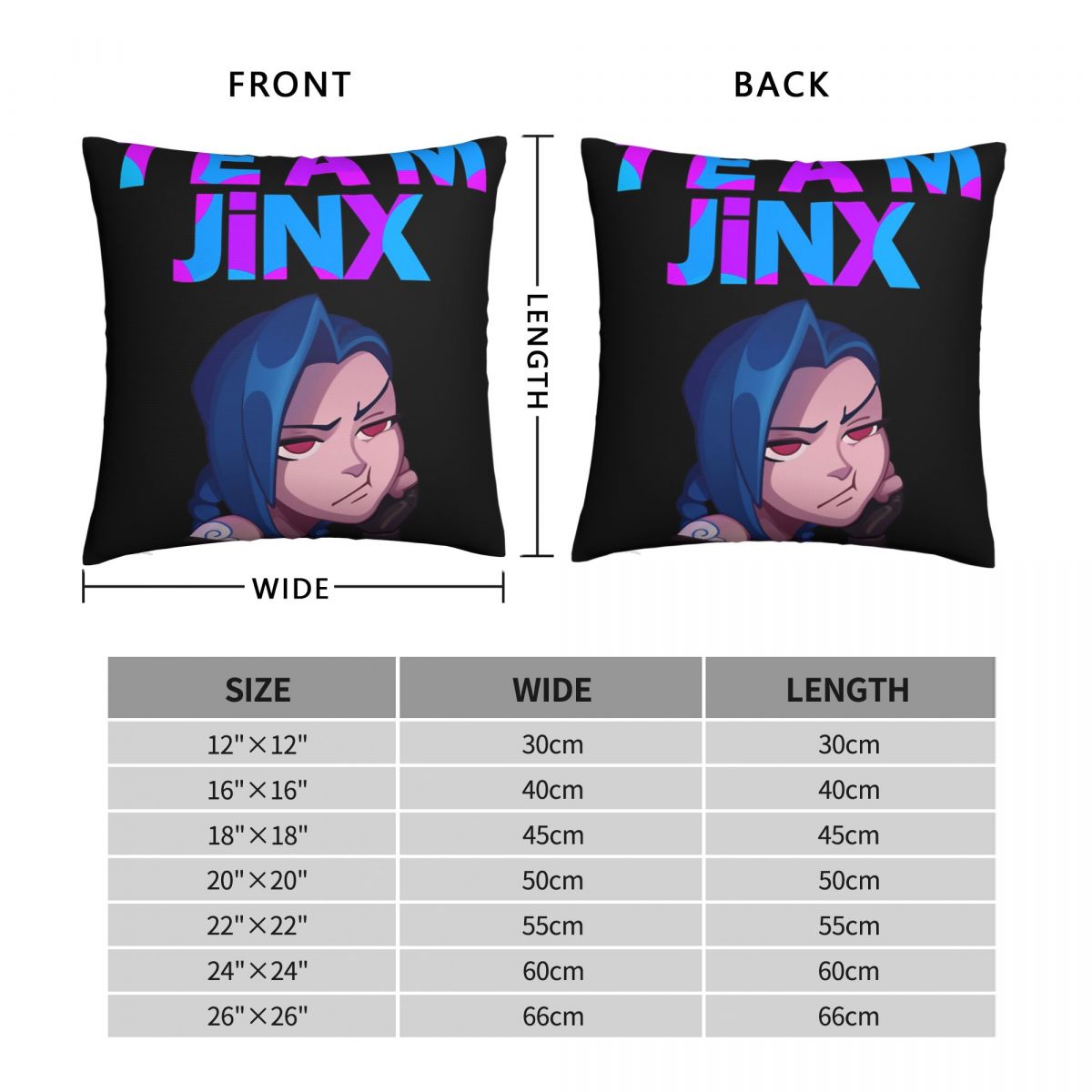 Team Jinx Throw Pillow Case Arcane - League of Legends Fan Store