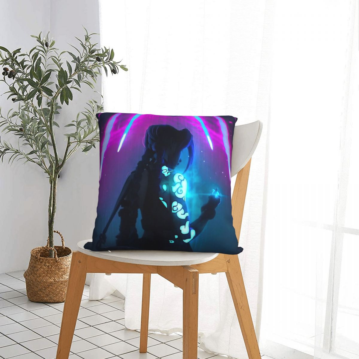 Jinx Throw Pillow Case Arcane 7 - League of Legends Fan Store