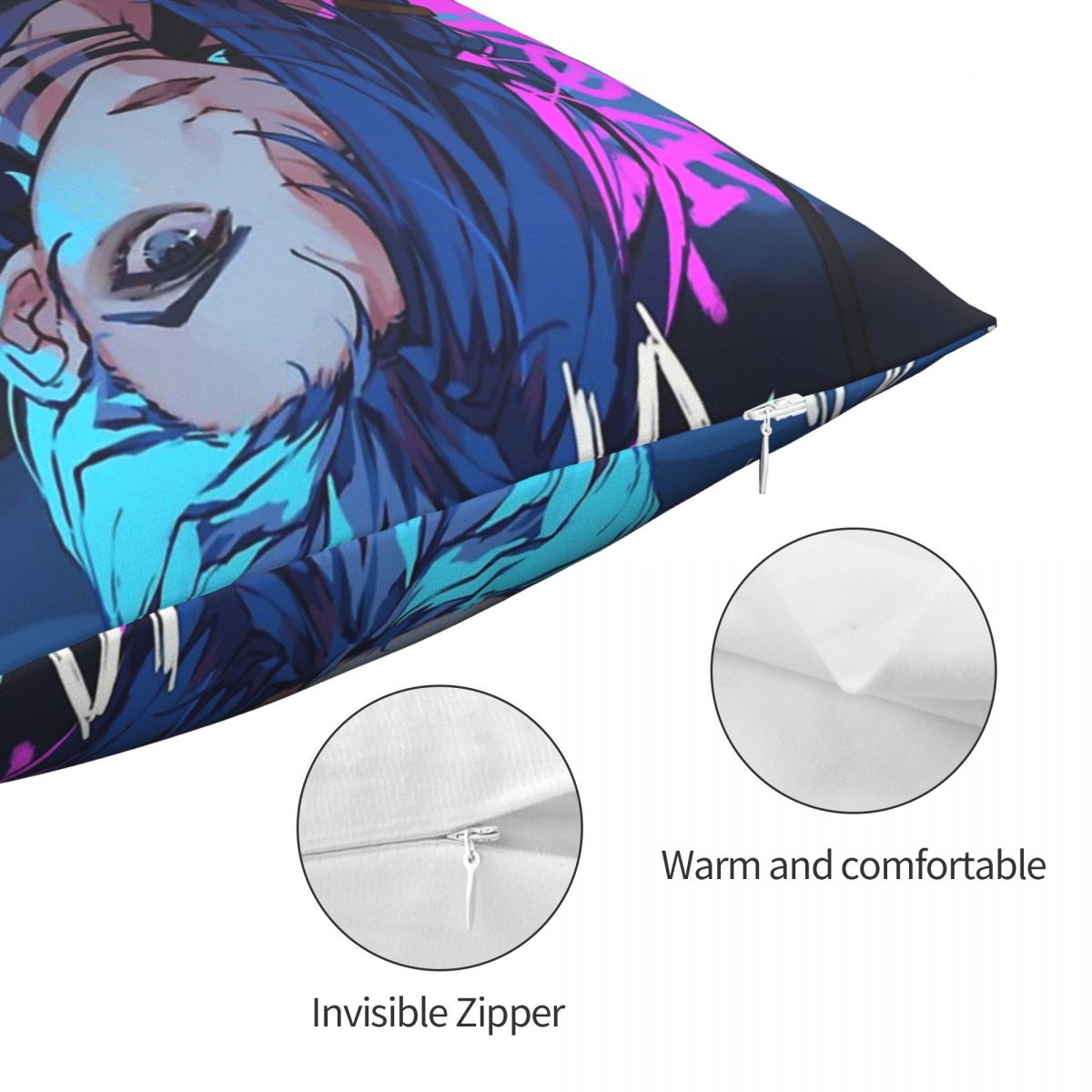 Jinx Anime Throw Pillow Case Arcane - League of Legends Fan Store