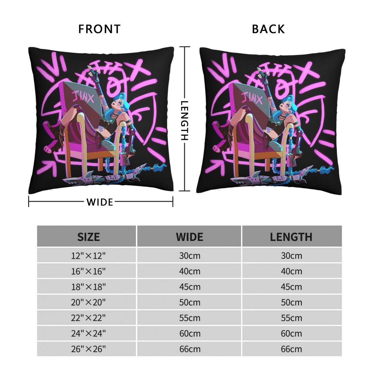 Jinx Throw Pillow Case Arcane 11 - League of Legends Fan Store