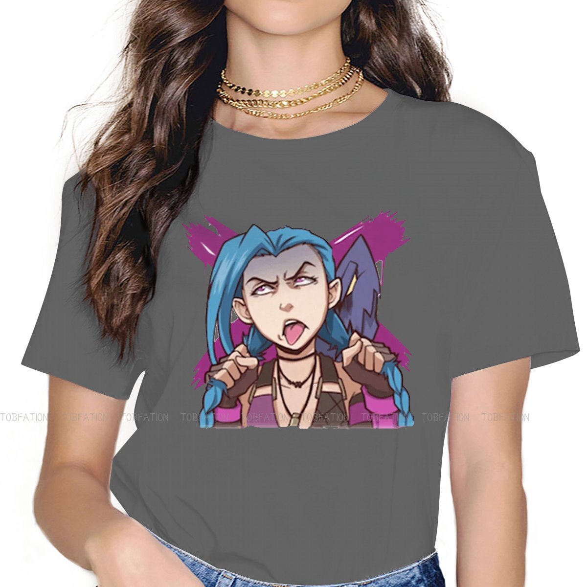 Tongue Out Jinx Hipster TShirts - League of Legends Fan Store