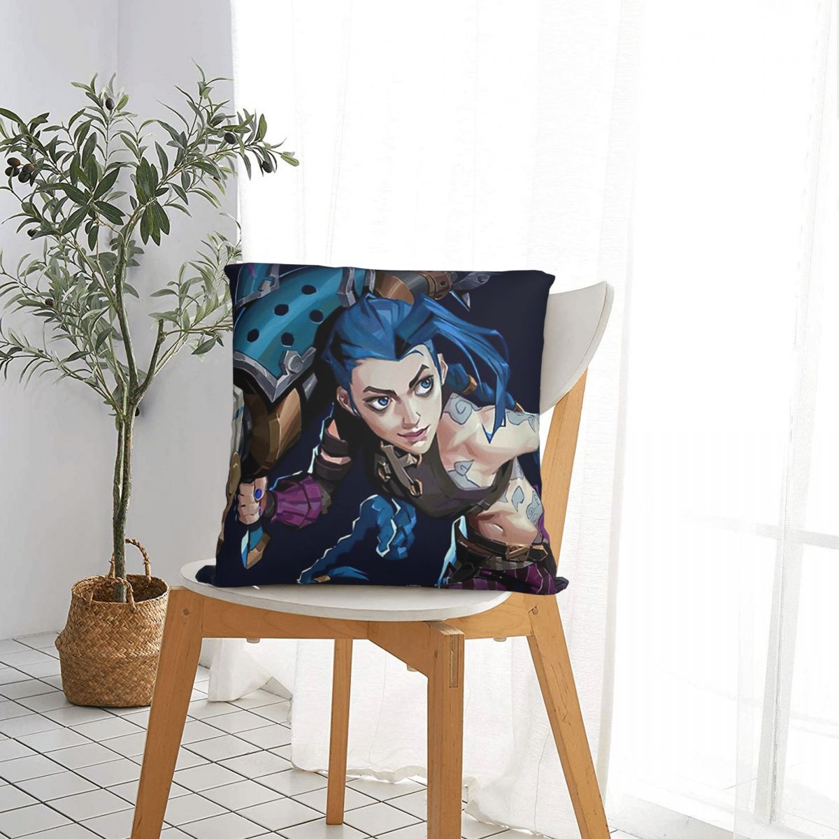 Jinx Throw Pillow Case Arcane 3 - League of Legends Fan Store