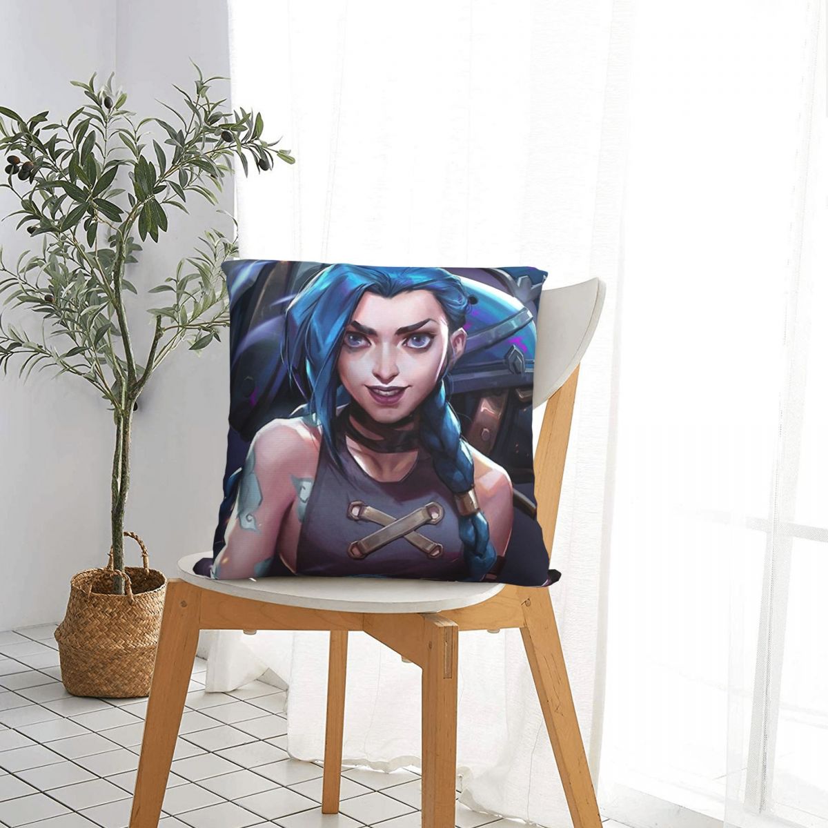 Jinx Throw Pillow Case Arcane 9 - League of Legends Fan Store