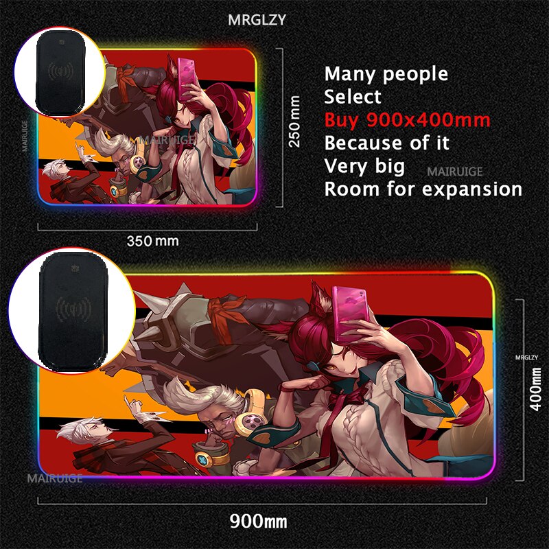 RGB Wireless Charging LED LOL Mouse Pad Ekko Game Accessories Charger Mat XXL Gaming MousePad Typec League of Legends Carpet Rug - League of Legends Fan Store