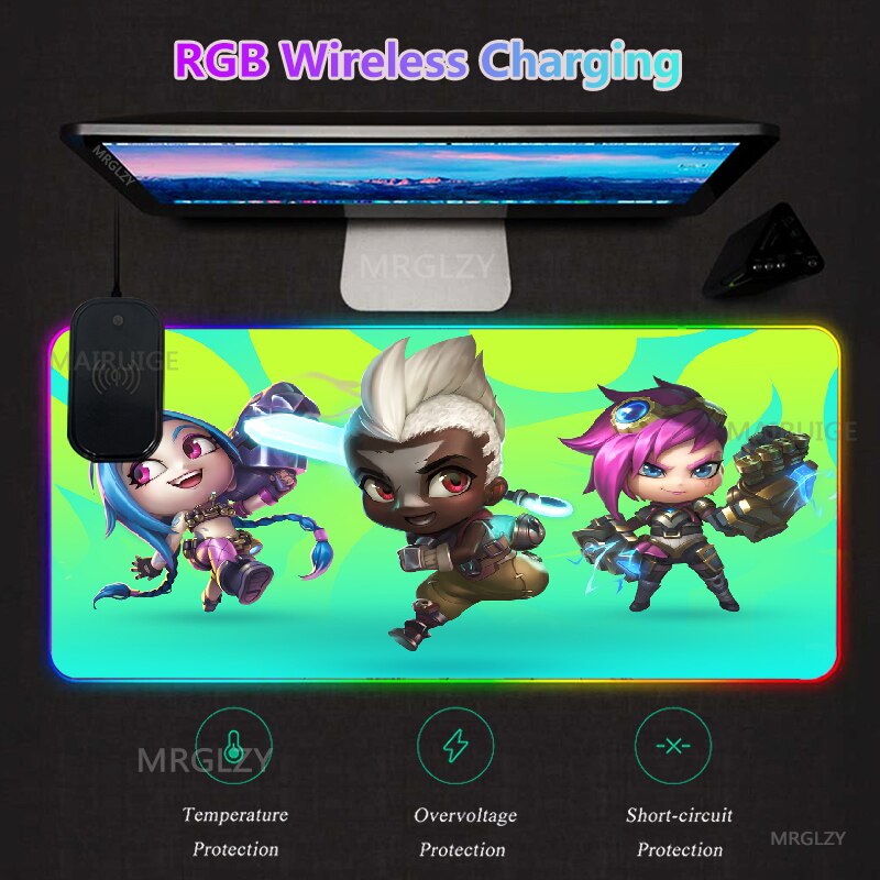 RGB Wireless Charging LED LOL Mouse Pad Ekko Game Accessories Charger Mat XXL Gaming MousePad Typec League of Legends Carpet Rug - League of Legends Fan Store