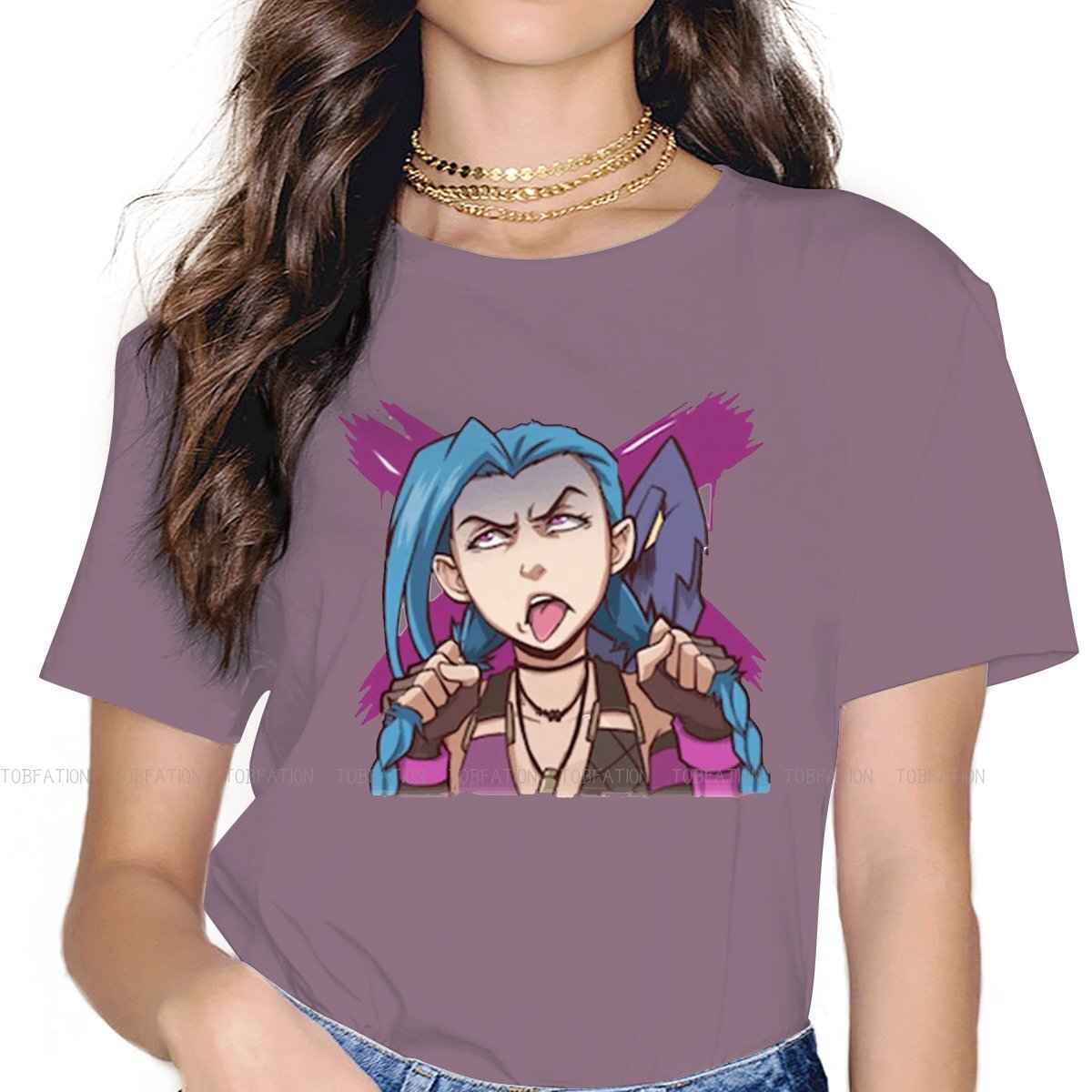 Tongue Out Jinx Hipster TShirts - League of Legends Fan Store