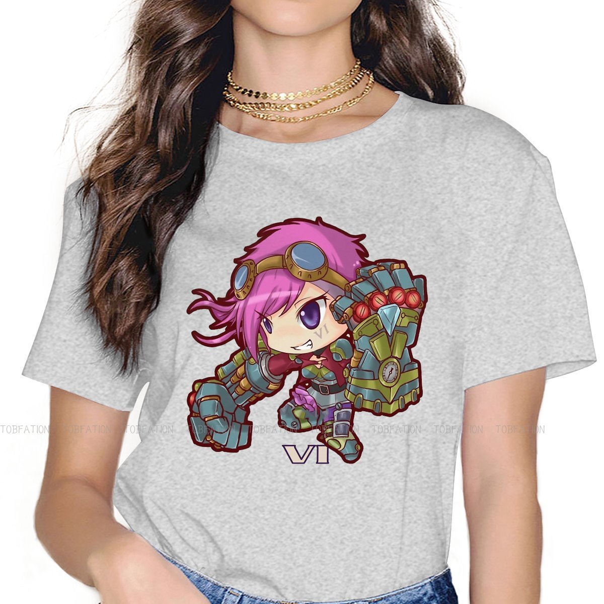 Kawaii VI The Piltover Enforcer T-Shirt - League of Legends Fan Store