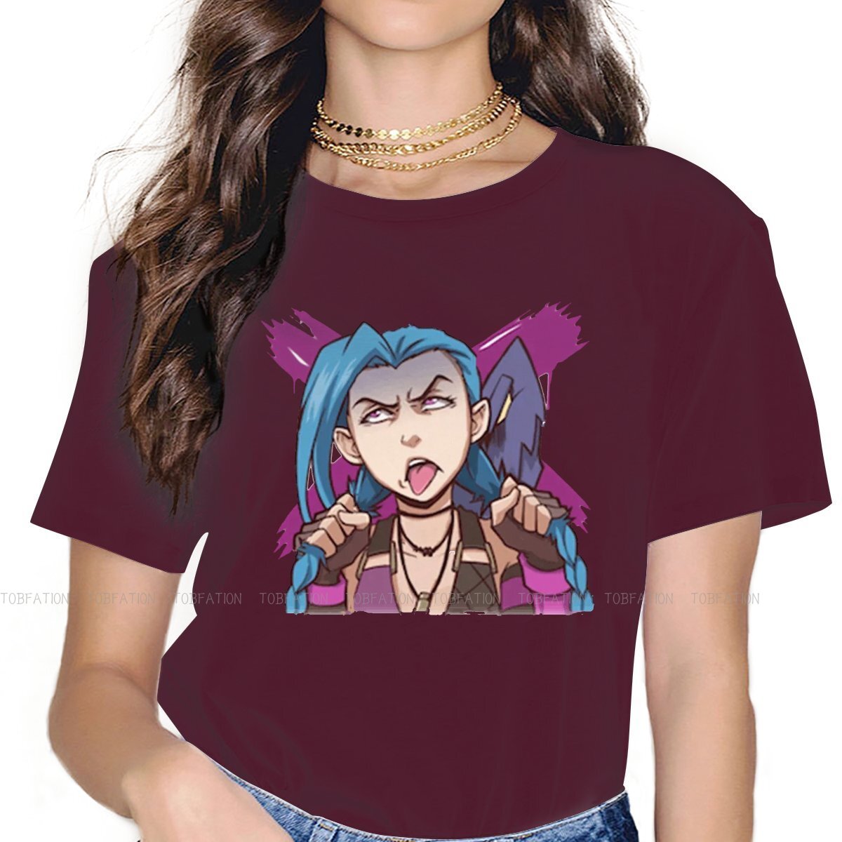 Tongue Out Jinx Hipster TShirts - League of Legends Fan Store