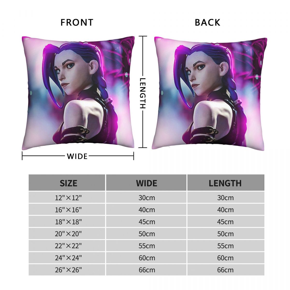 Jinx Back Throw Pillow Case - League of Legends Fan Store