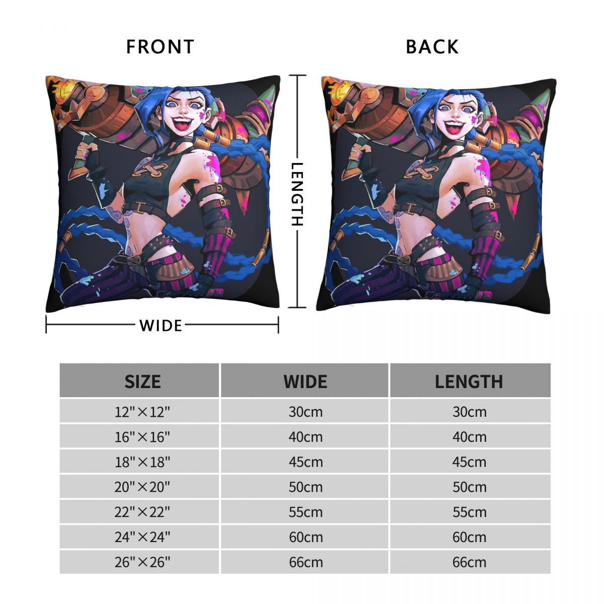 Jinx Polyester Cushion Cover Arcane 2 - League of Legends Fan Store