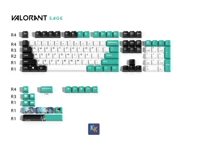 Valorant Sage Custom Full Set Keycaps -  Best Gift for Valorant Player - Gamer Keycap Series