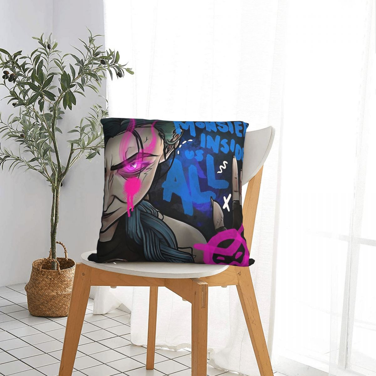 Jinx Quotes Throw Pillow Case Arcane League of Legends TV Backpack Coussin Covers DIY Printed Reusable For Home Decor - League of Legends Fan Store