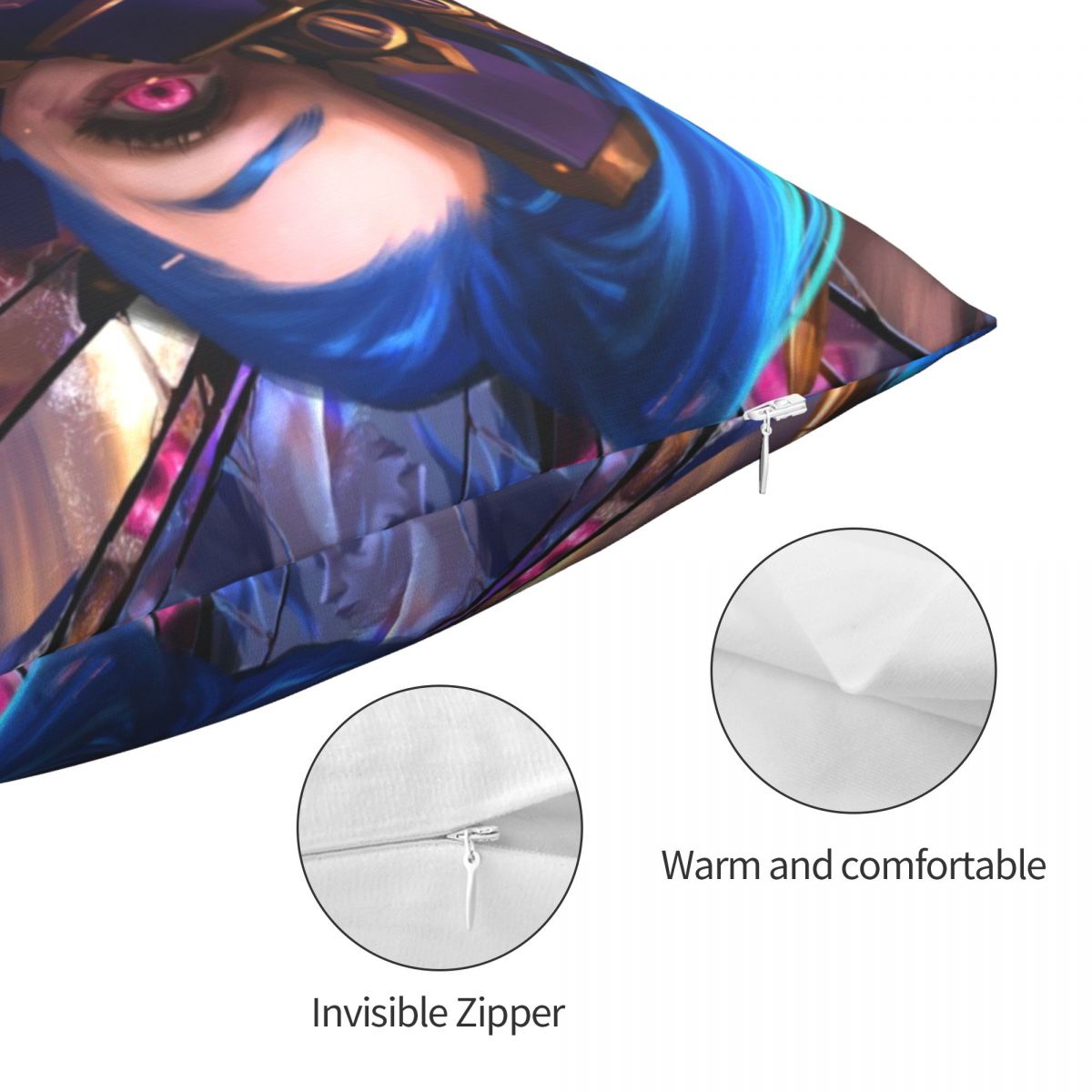 Vi Jinx Polyester Cushion Cover Arcane - League of Legends Fan Store