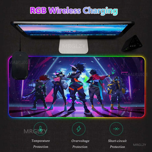 RGB Wireless Charging LED Arcane Mouse Pad Ekko Game Accessories Charger Mat Gaming MousePad Typec League of Legends Carpet Rug - League of Legends Fan Store