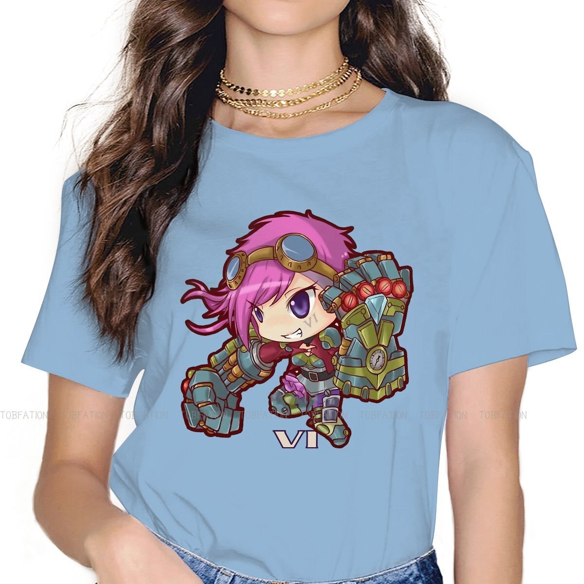 Kawaii VI The Piltover Enforcer T-Shirt - League of Legends Fan Store