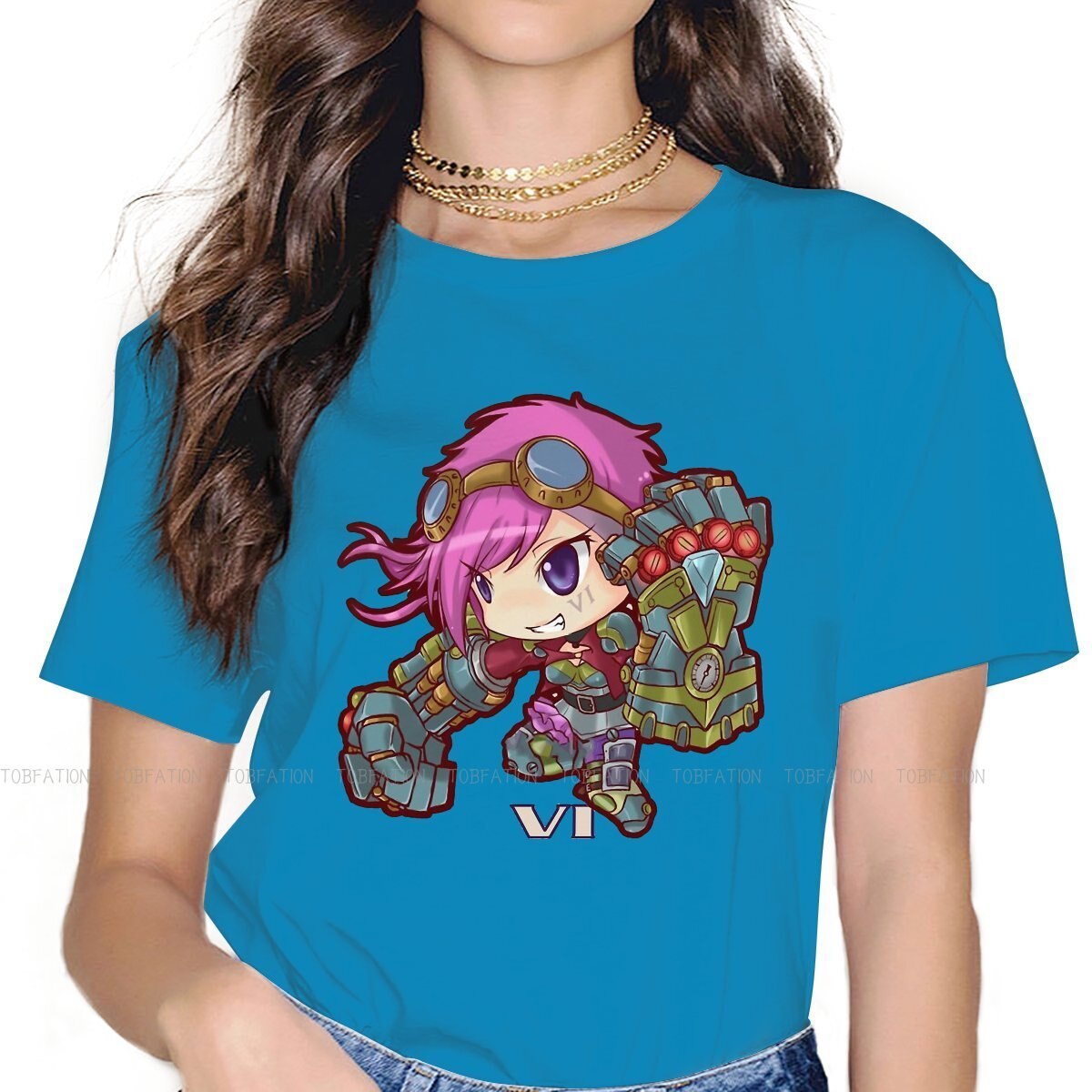 Kawaii VI The Piltover Enforcer T-Shirt - League of Legends Fan Store