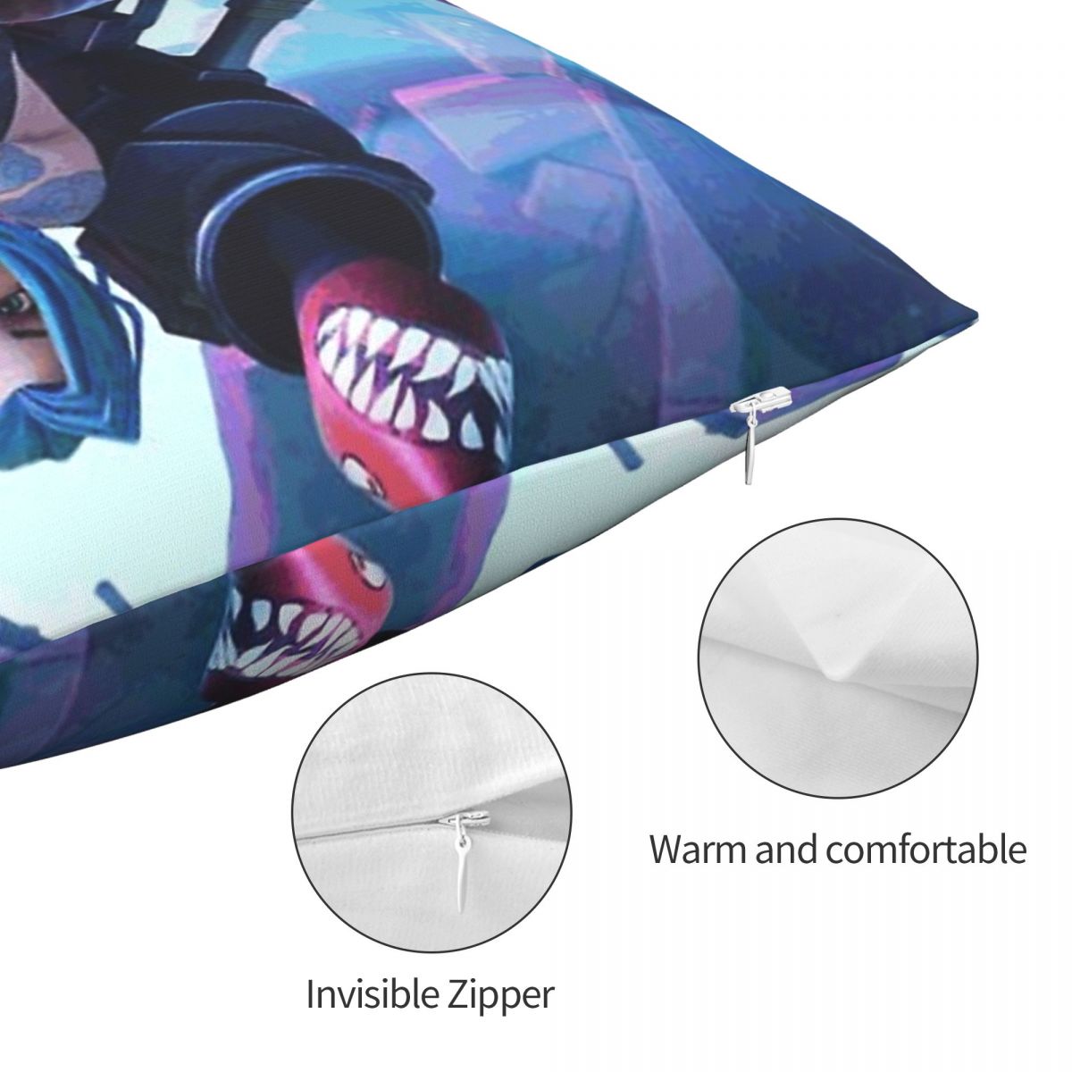 Jinx Fight Throw Pillow Case Arcane - League of Legends Fan Store