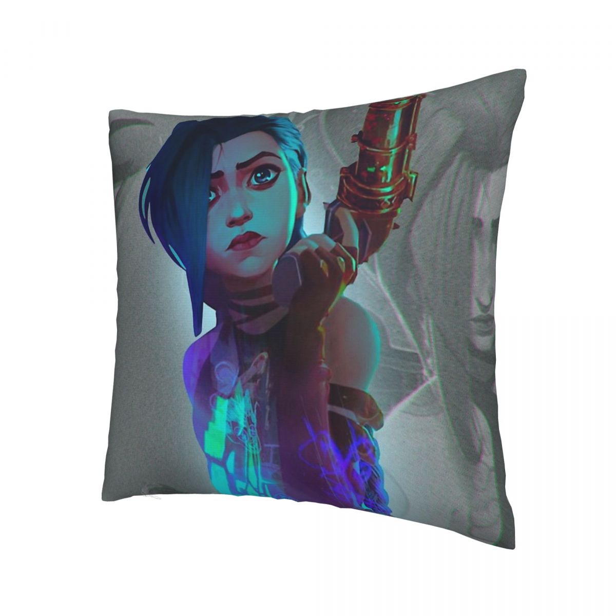 Jinx Gun Throw Pillow Case Arcane - League of Legends Fan Store