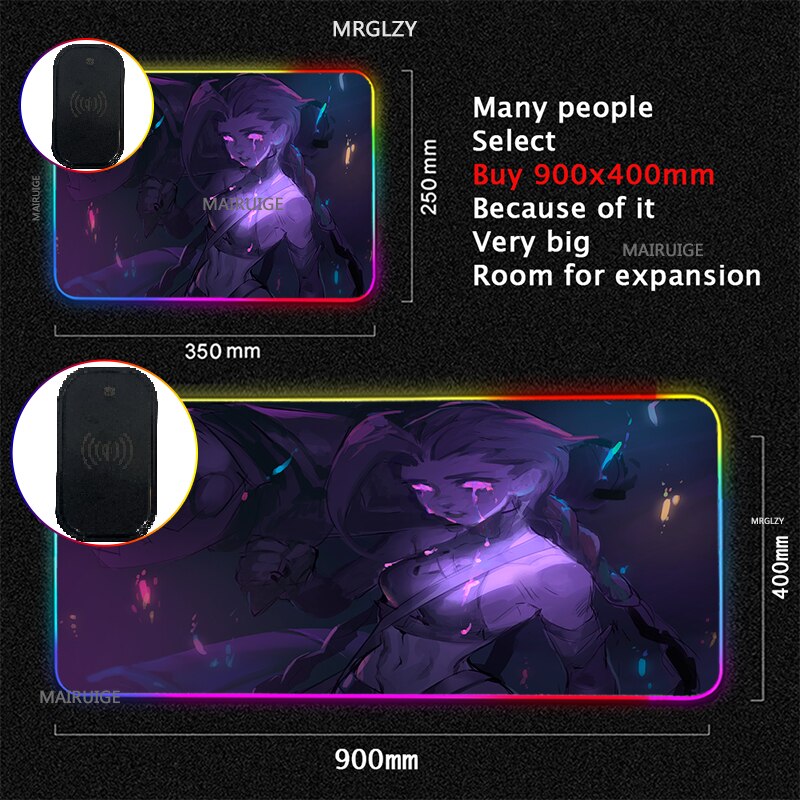 Arcane VI RGB Wireless Charging Typec LED LOL Mouse Pad JINX Game Accessories XXL Large MousePad League of Legends Carpets Rugs - League of Legends Fan Store